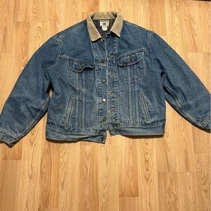 Vintage 90s Lee Men’s XL Corduroy Collar Blanket Lined Denim Jacket